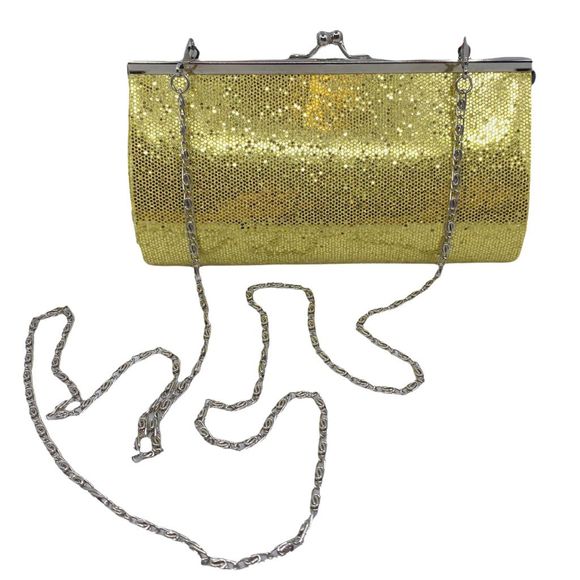 Metallic Gold Glitter Clutch - 7” x 3.5” x 1” - Picture 1 of 3